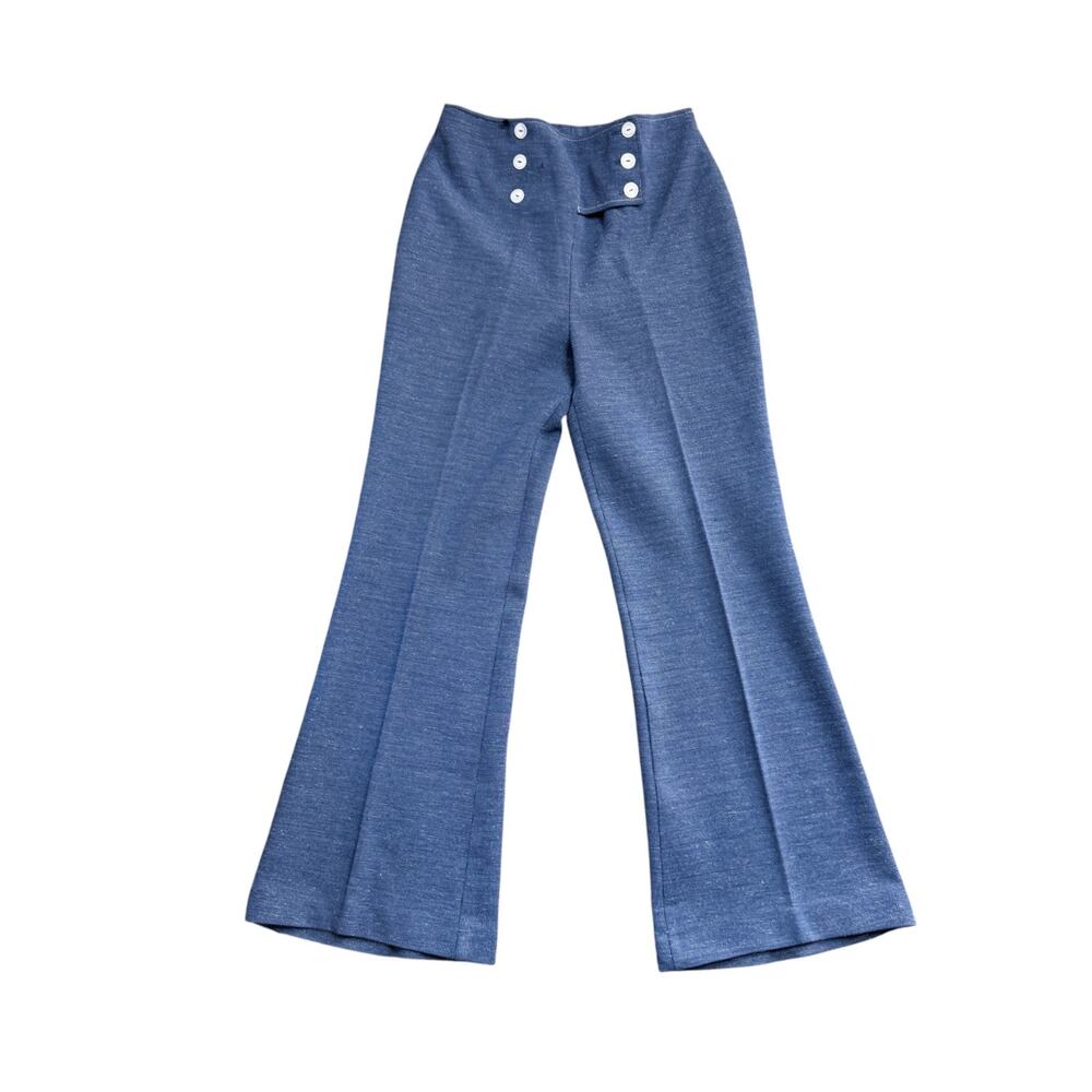 Glen of Michigan Button Front Heather Blue Hippy 70s Rare Wide Leg Vintage sz S